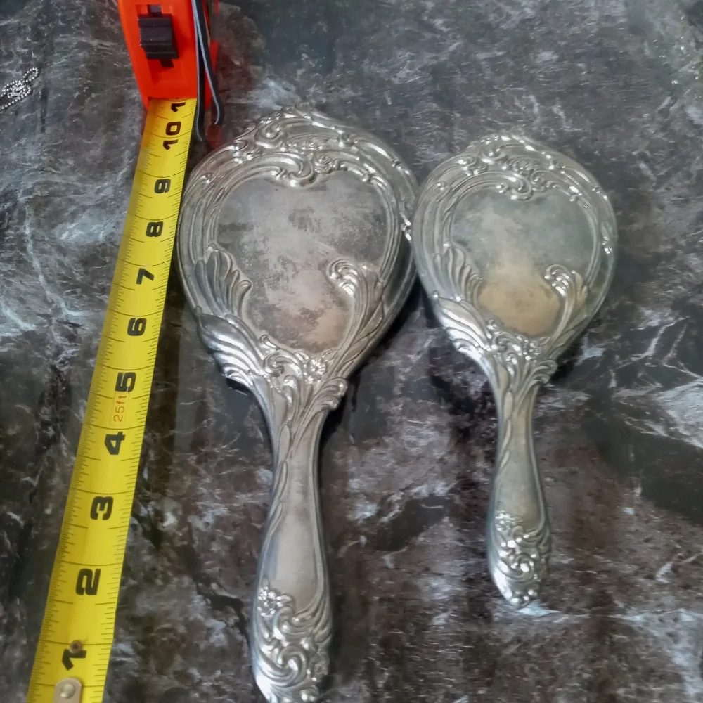 Vintage Steering Silver Plated Brush and Mirror Set